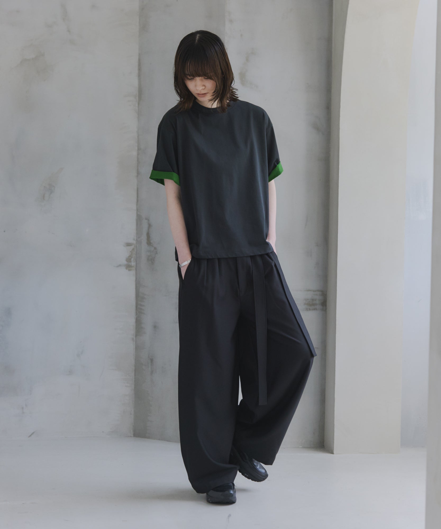 Belted Slacks Wide Pants / ベルト付きワイドパンツ