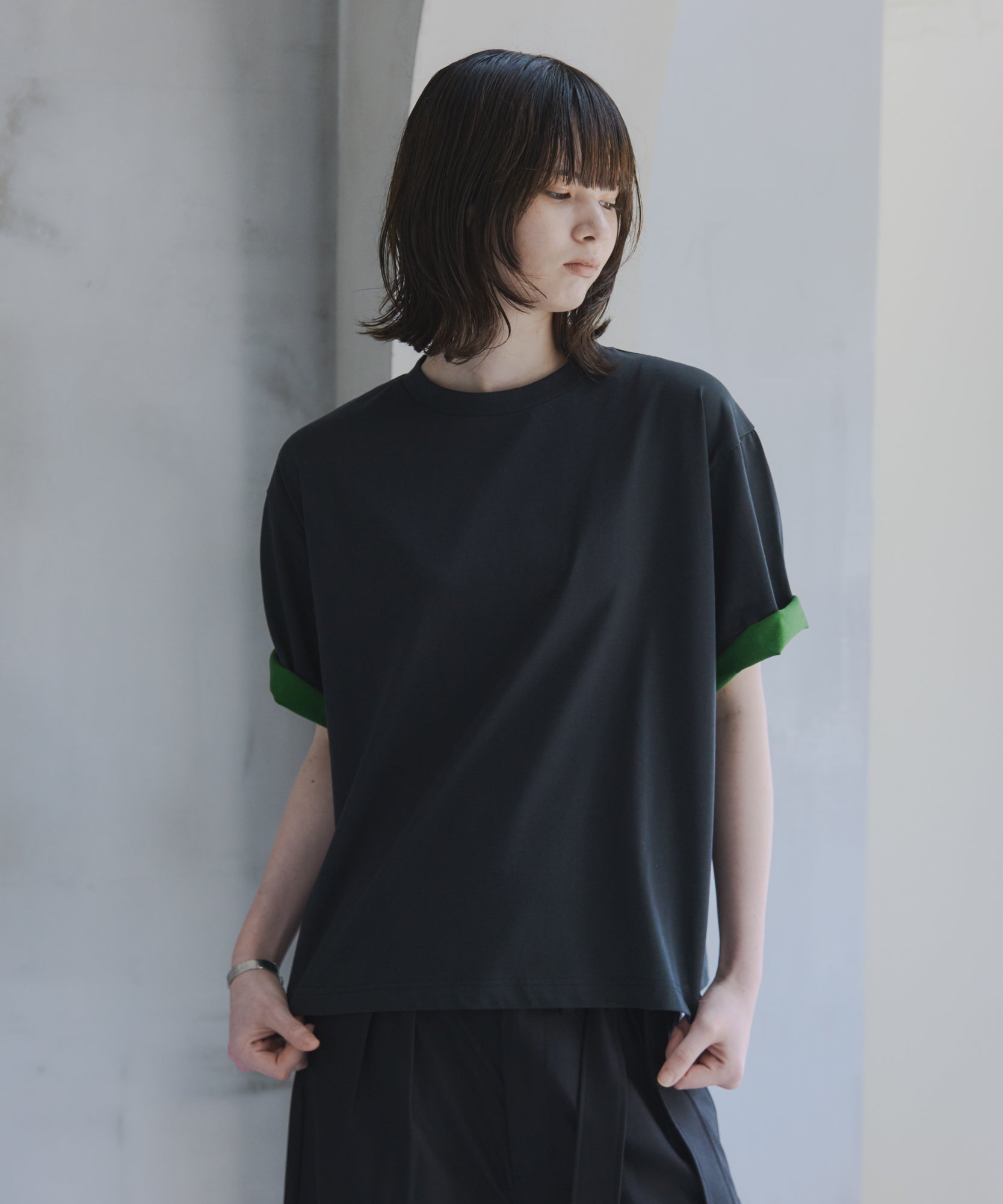 Turn-Up Sleeve T-Shirt / 2wayスリーブTシャツ
