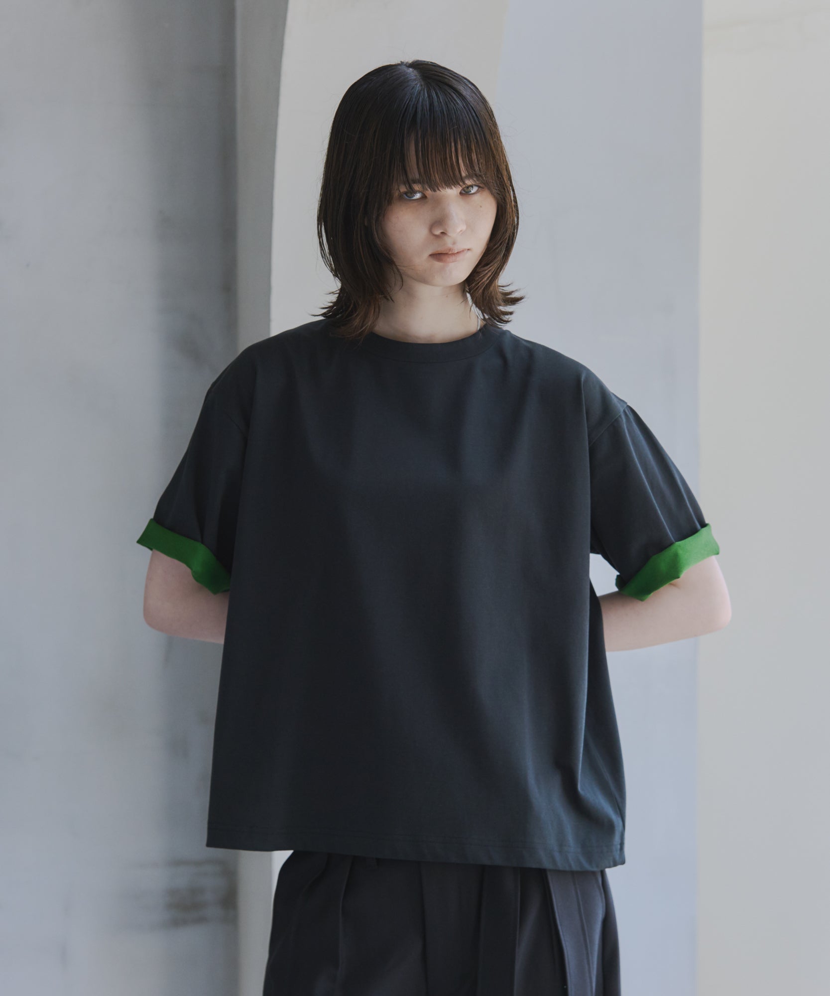 Turn-Up Sleeve T-Shirt / 2wayスリーブTシャツ