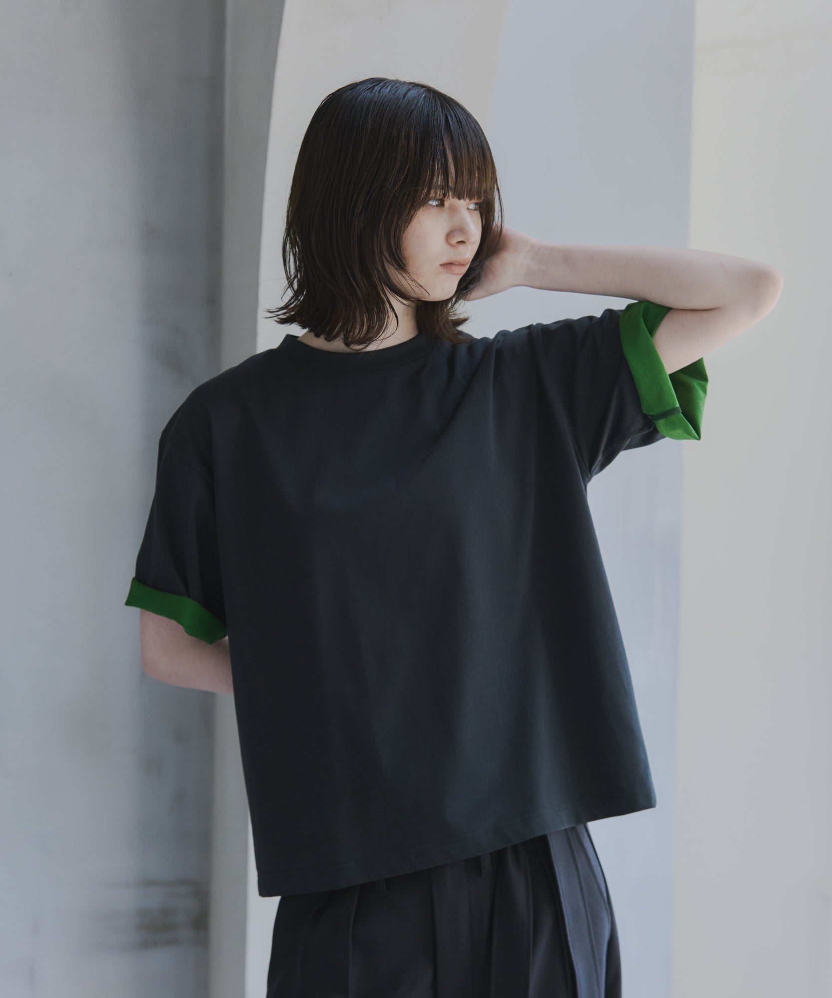 Turn-Up Sleeve T-Shirt / 2wayスリーブTシャツ