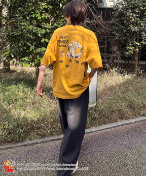 25SS【TOM&JERRY / トムトジェリー】足跡 ビッグシルエットバックプリントTシャツ