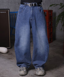 バレルレッグ ウォッシュ デニムパンツ
