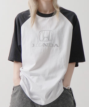25SS【HONDA / ホンダ】フロントプリント ボックスシルエット ラグラン半袖Tシャツ