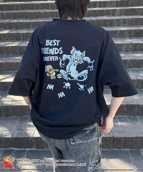 25SS【TOM&JERRY / トムトジェリー】足跡 ビッグシルエットバックプリントTシャツ
