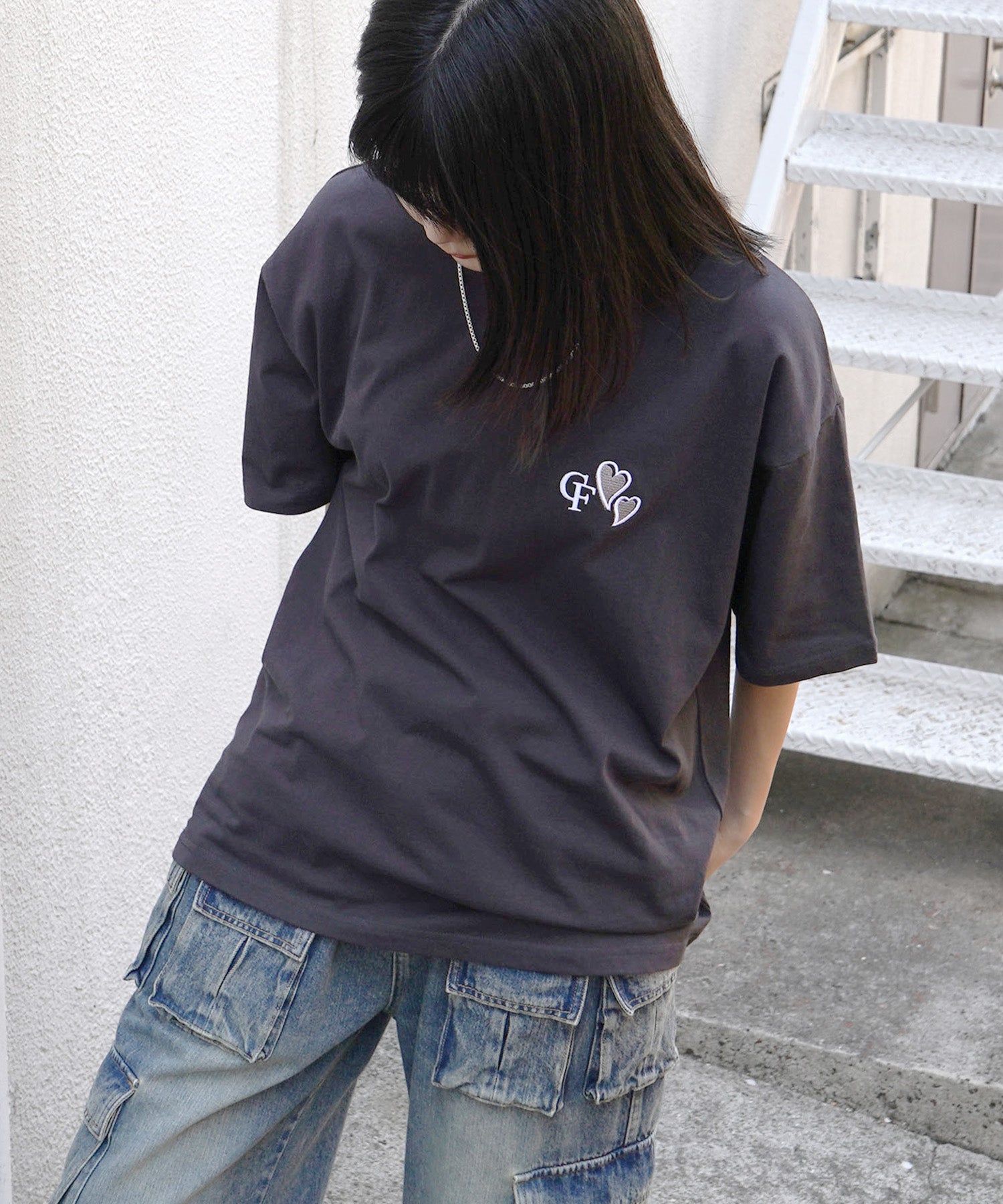 25SS ハートワンポイント刺繍 半袖Tシャツ