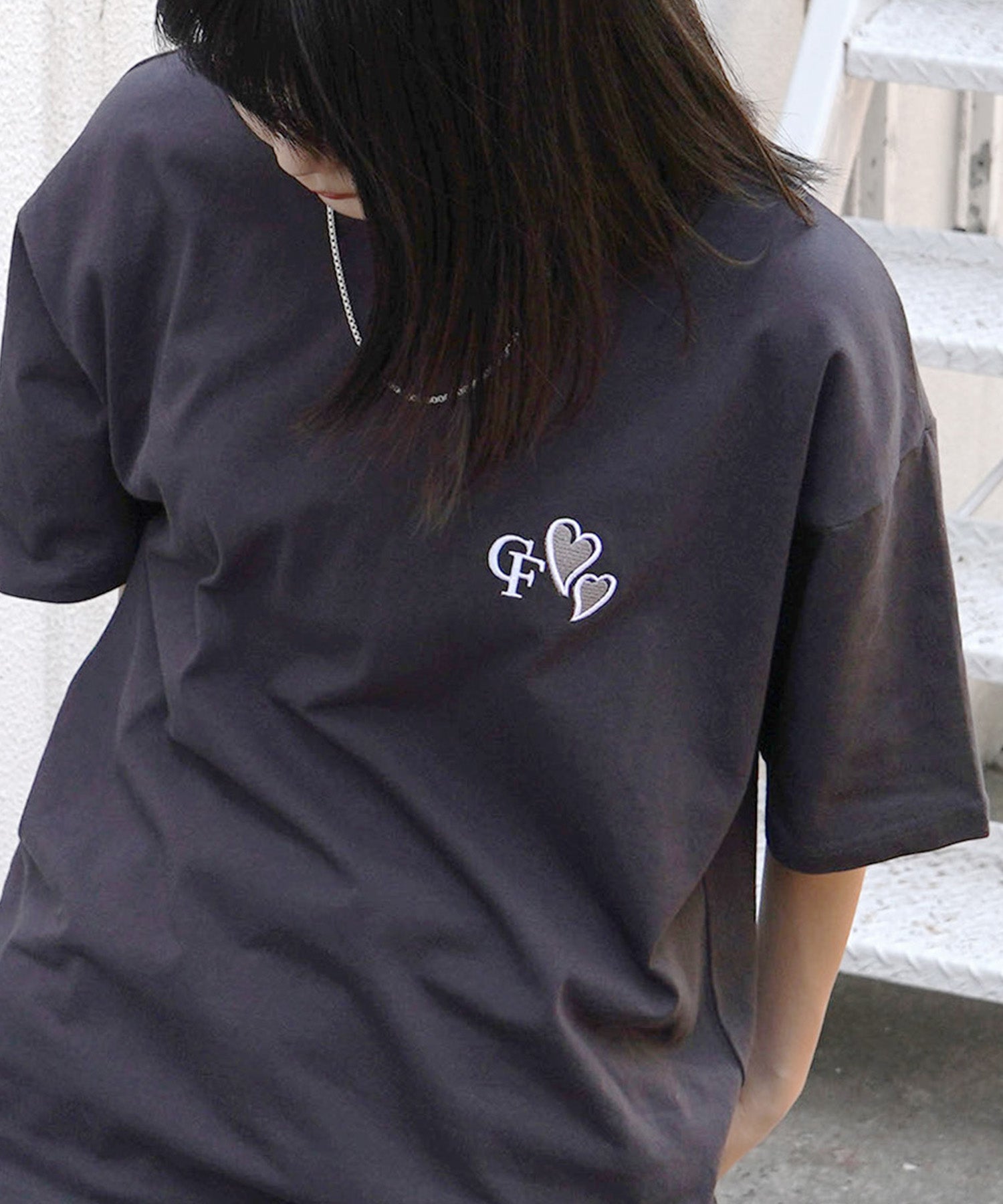 25SS ハートワンポイント刺繍 半袖Tシャツ