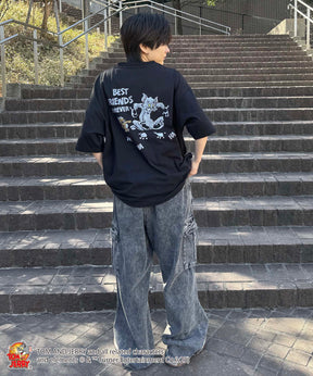 25SS【TOM&JERRY / トムトジェリー】足跡 ビッグシルエットバックプリントTシャツ