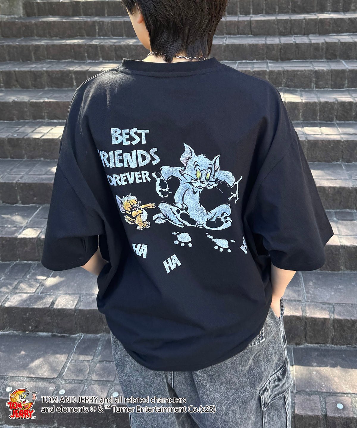 25SS【TOM&JERRY / トムトジェリー】足跡 ビッグシルエットバックプリントTシャツ