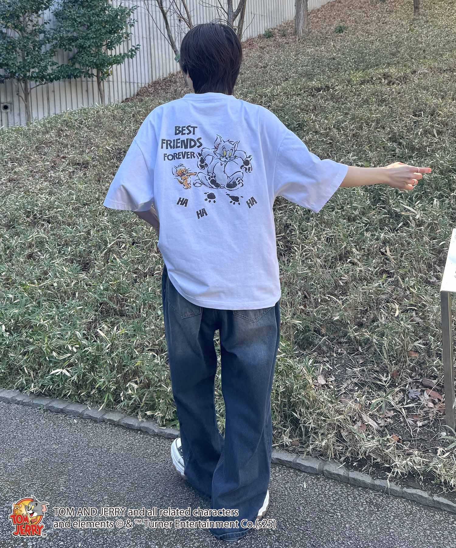 25SS【TOM&JERRY / トムトジェリー】足跡 ビッグシルエットバックプリントTシャツ