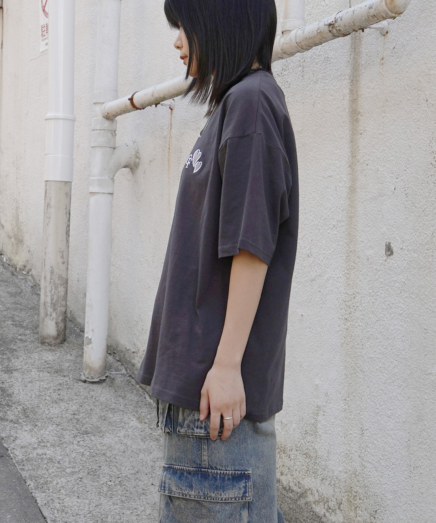 25SS ハートワンポイント刺繍 半袖Tシャツ