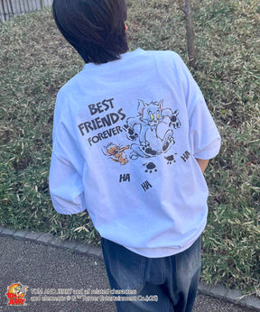 25SS【TOM&JERRY / トムトジェリー】足跡 ビッグシルエットバックプリントTシャツ