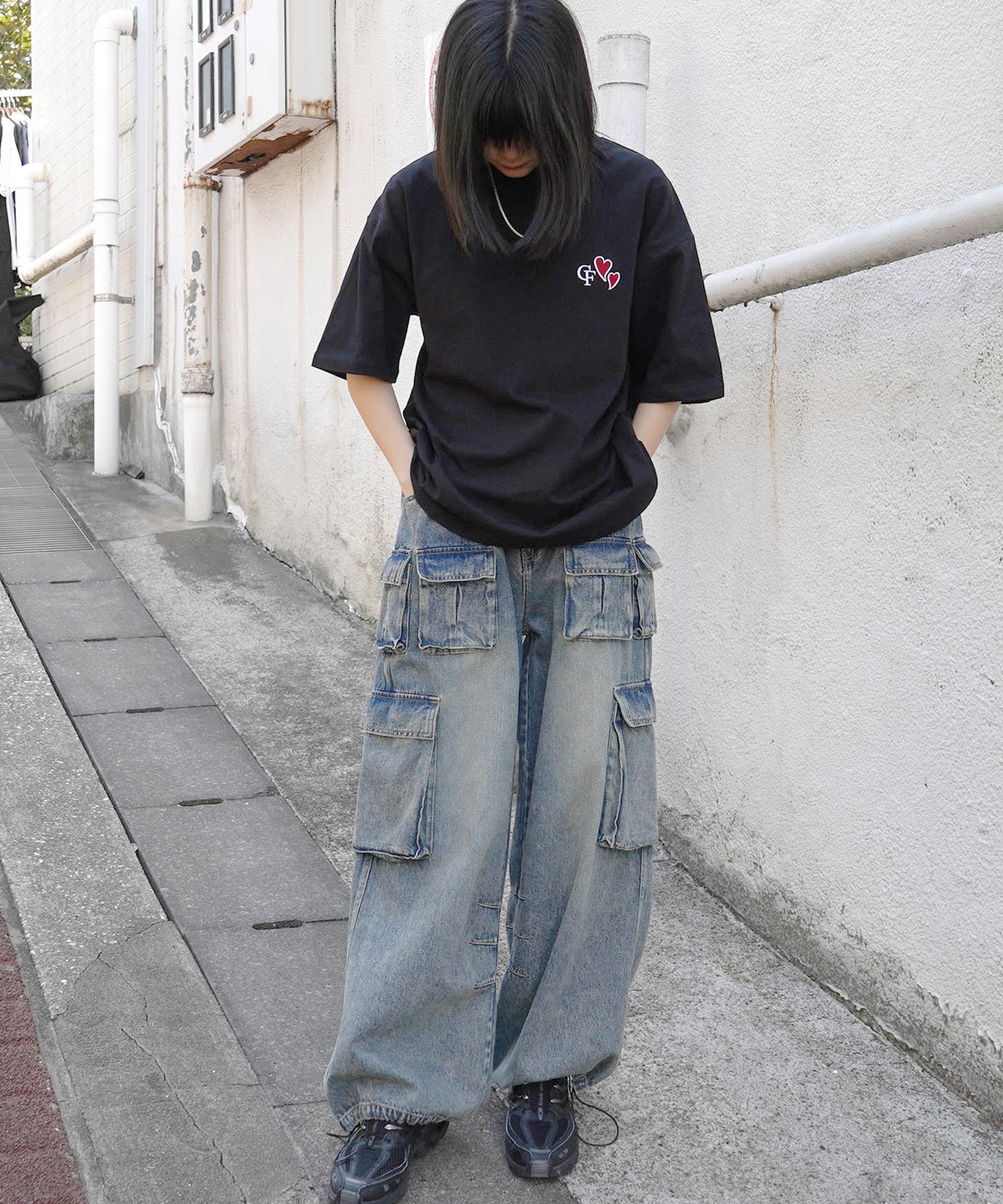 25SS ハートワンポイント刺繍 半袖Tシャツ