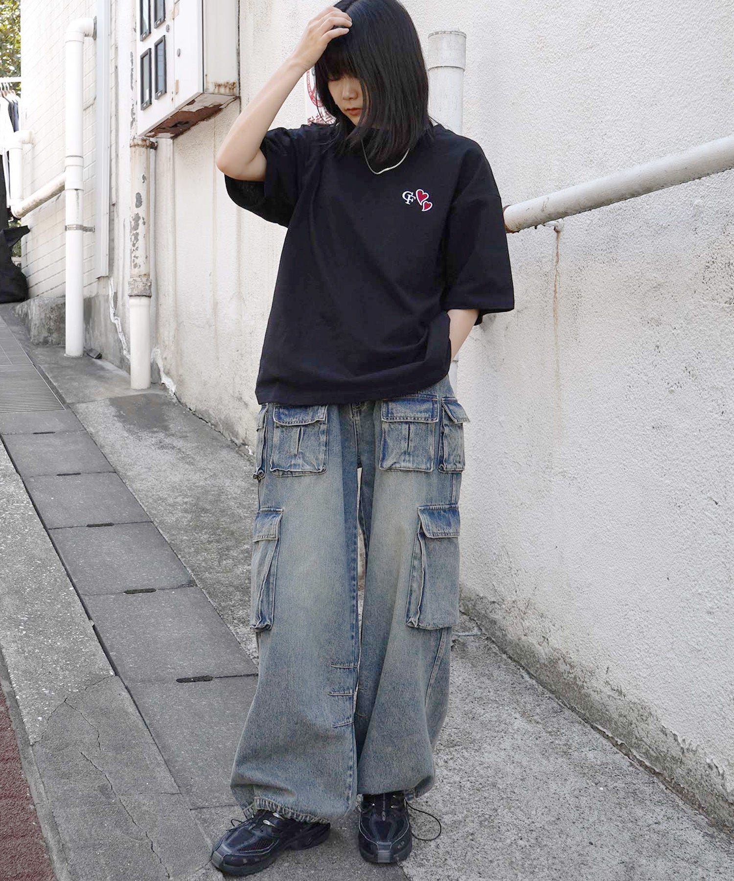 25SS ハートワンポイント刺繍 半袖Tシャツ