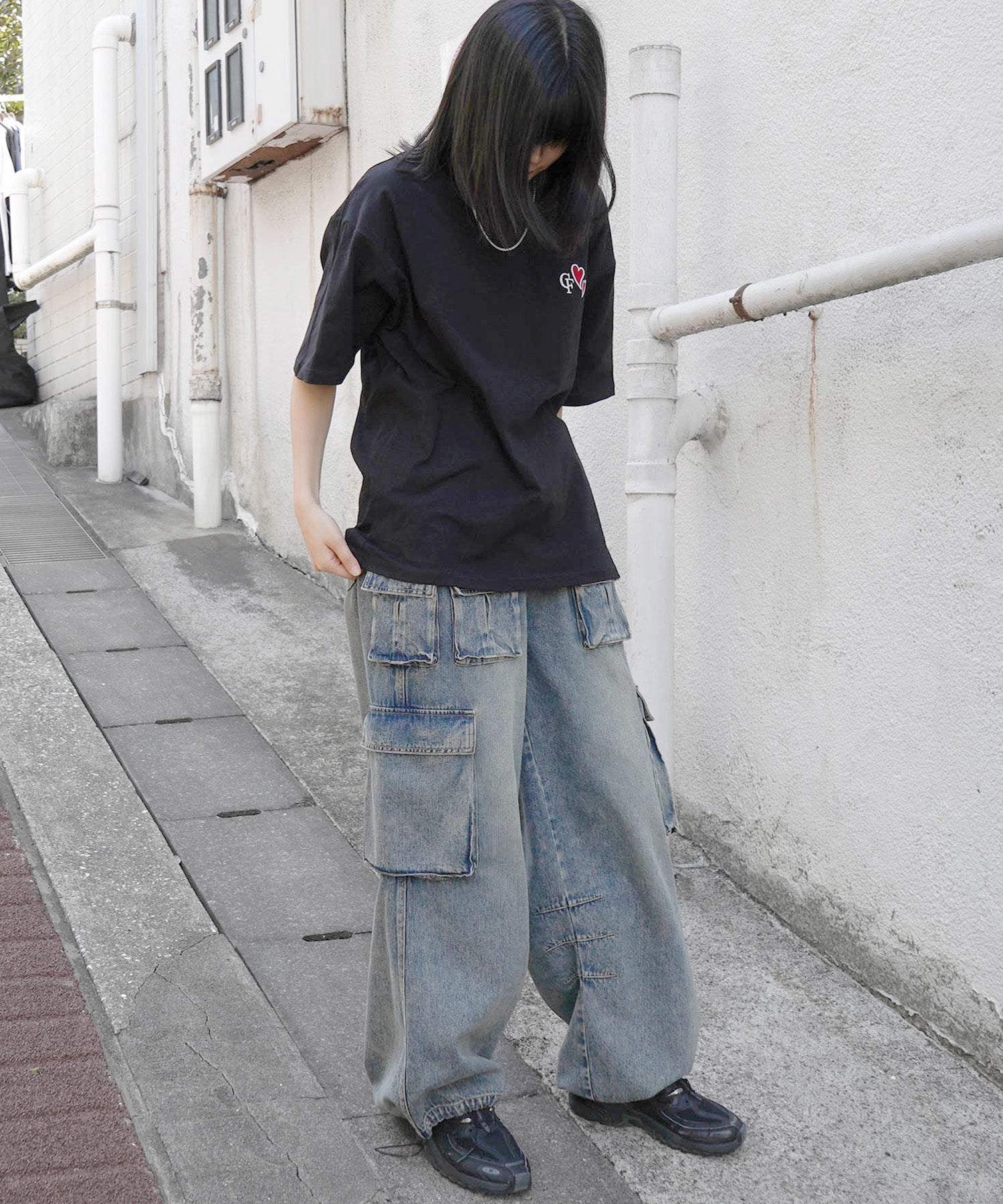 25SS ハートワンポイント刺繍 半袖Tシャツ