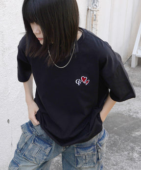 25SS ハートワンポイント刺繍 半袖Tシャツ