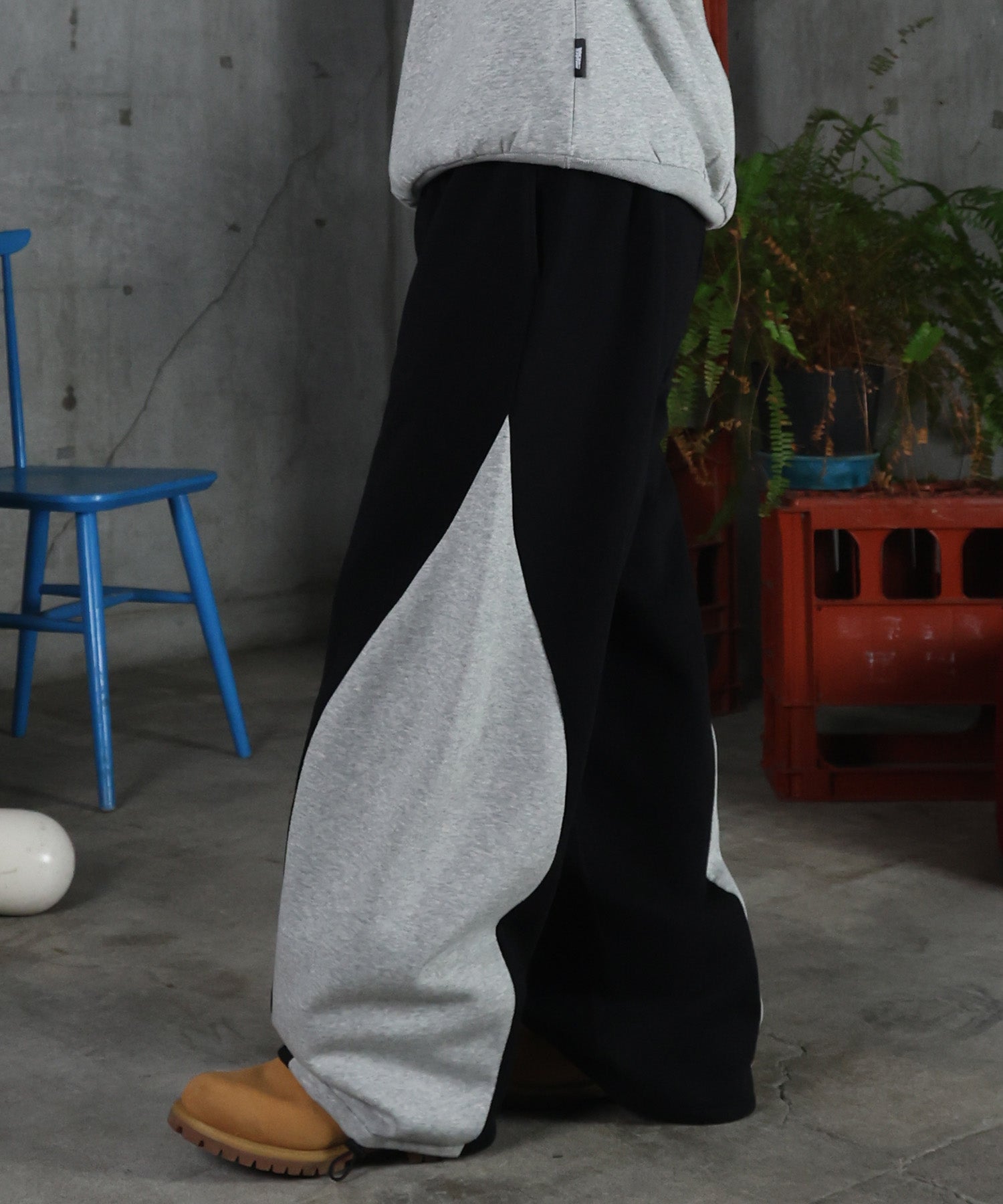 配色切り替え ドロスト スウェットパンツ