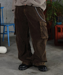 バレル グランジ風洗い コーデュロイ カーゴパンツ