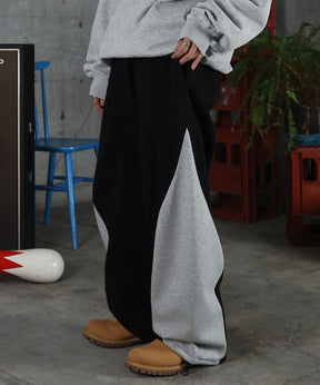 配色切り替え ドロスト スウェットパンツ