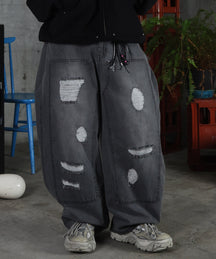 バレルレッグ ペインドデニムパンツ