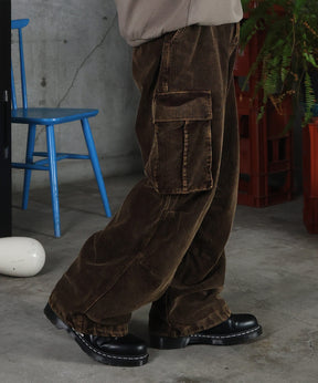 バレル グランジ風洗い コーデュロイ カーゴパンツ