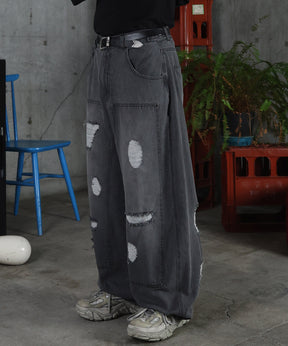 バレルレッグ ペインドデニムパンツ