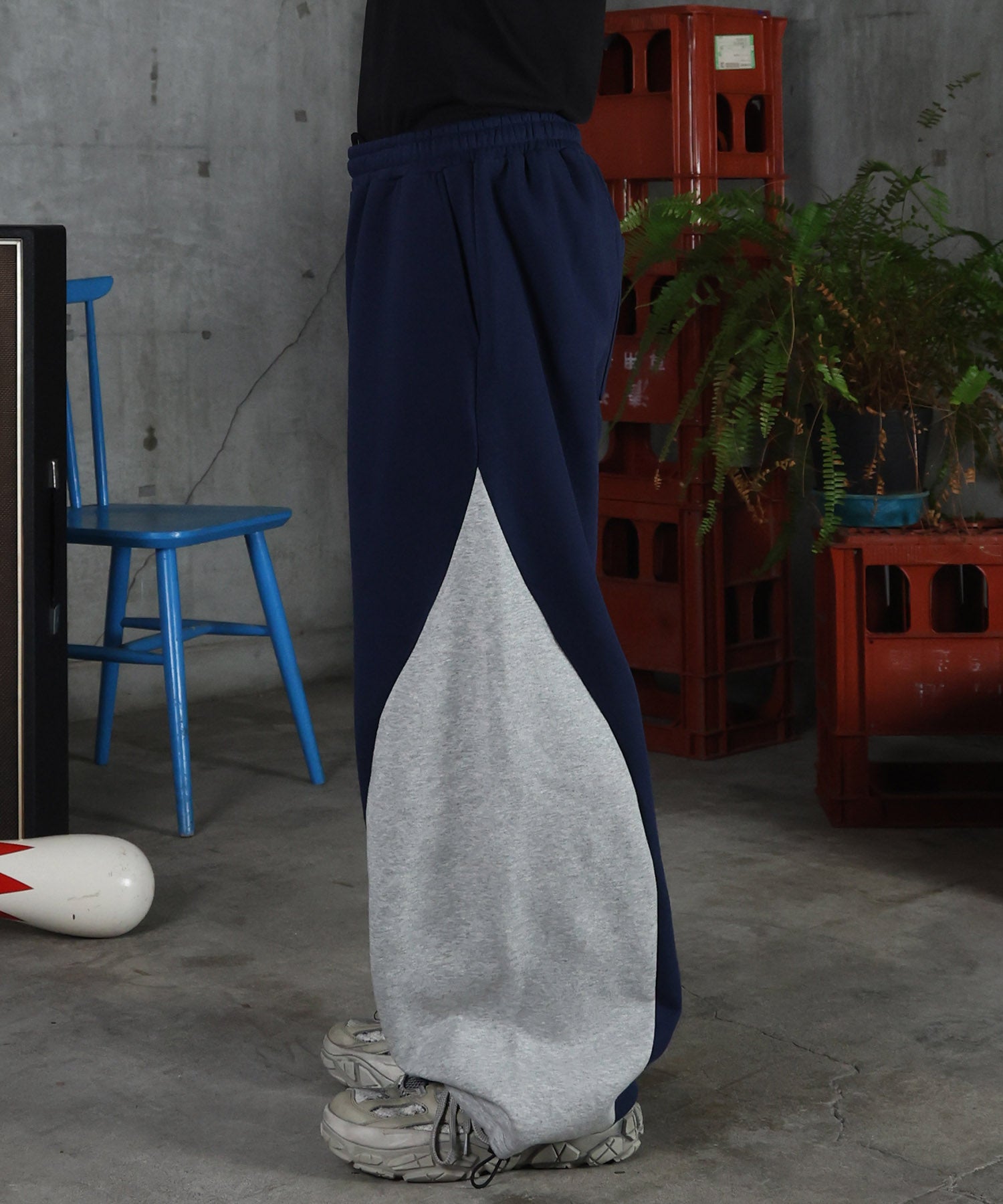 配色切り替え ドロスト スウェットパンツ