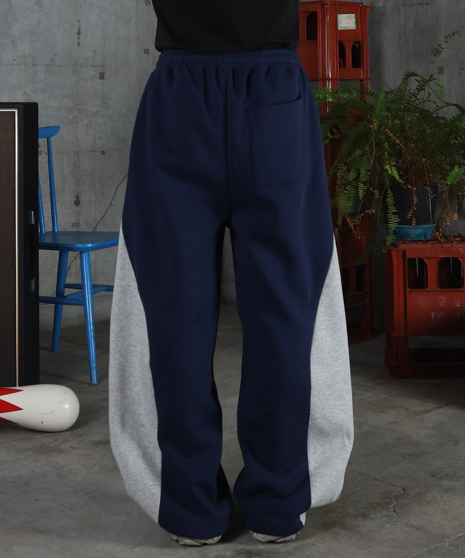 配色切り替え ドロスト スウェットパンツ