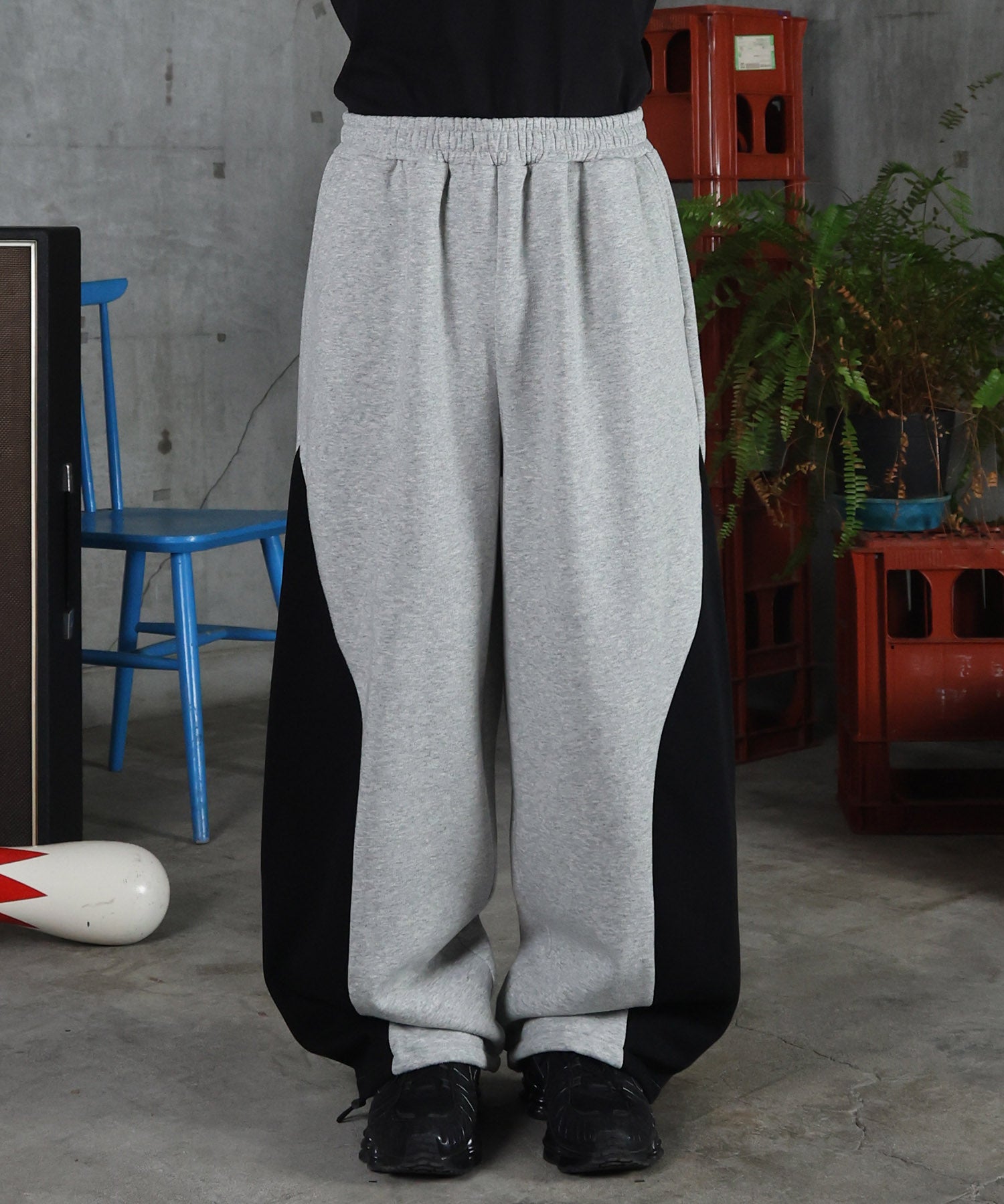 配色切り替え ドロスト スウェットパンツ