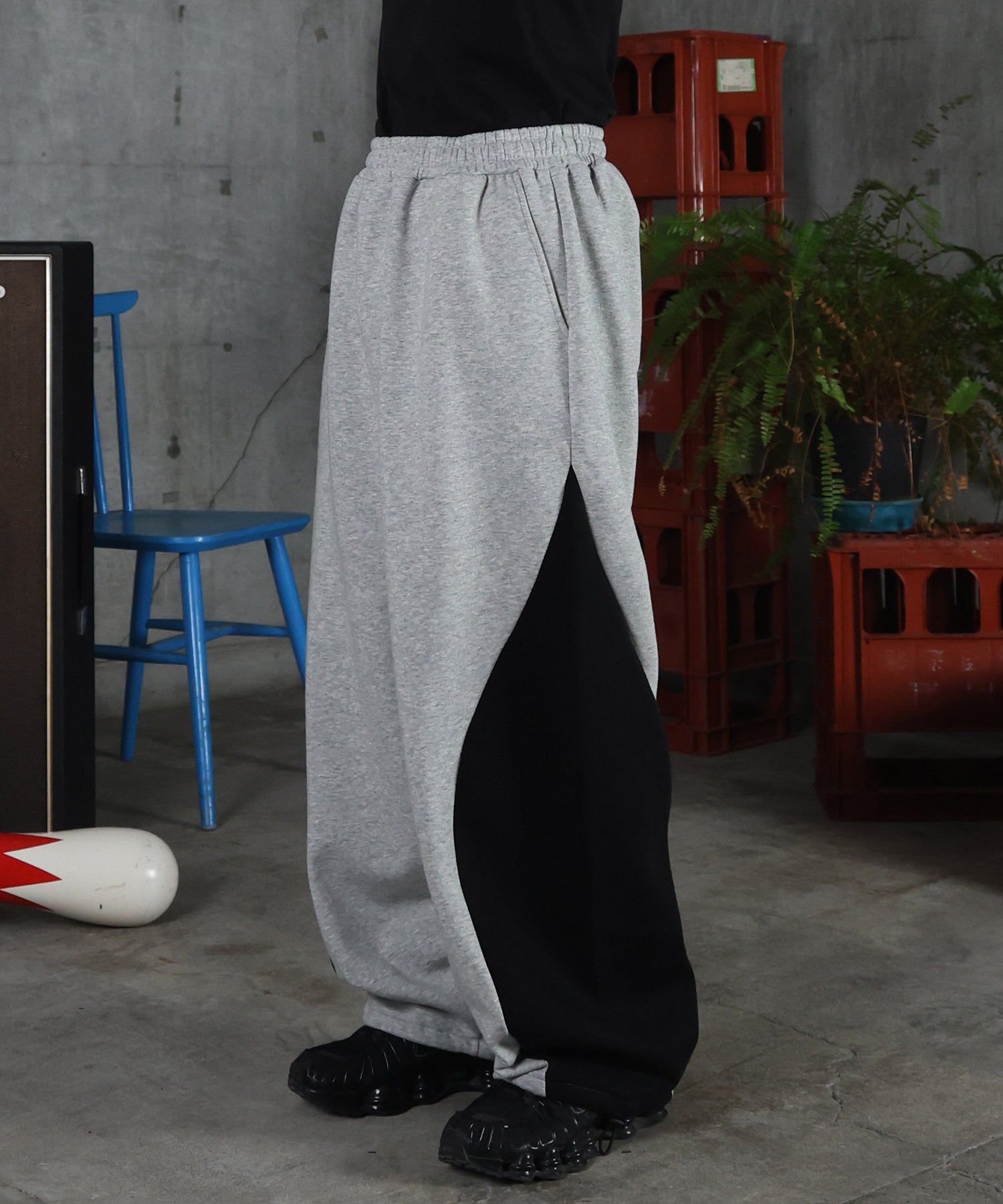 配色切り替え ドロスト スウェットパンツ