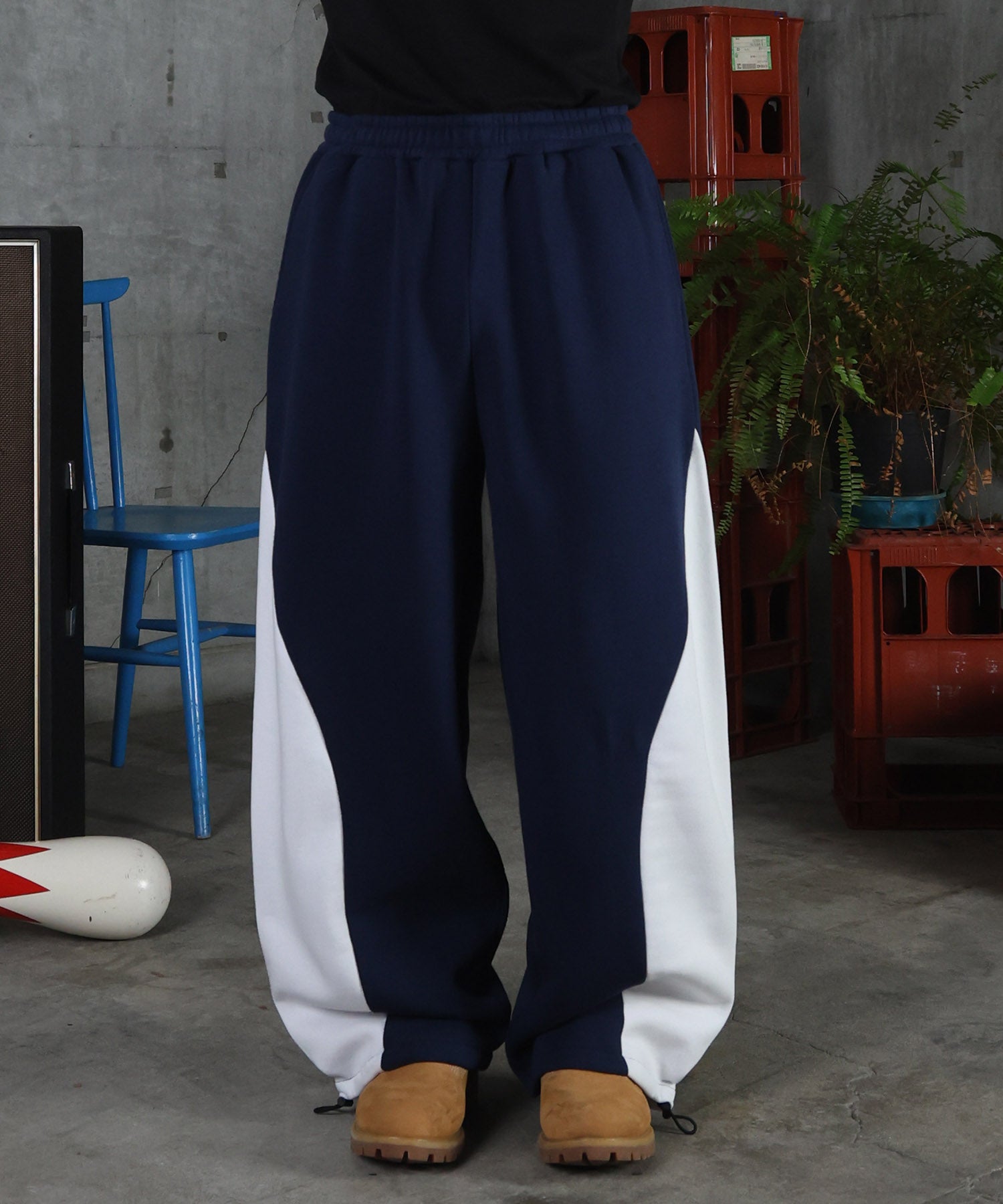 配色切り替え ドロスト スウェットパンツ