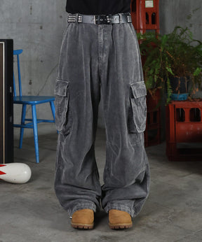 バレル グランジ風洗い コーデュロイ カーゴパンツ