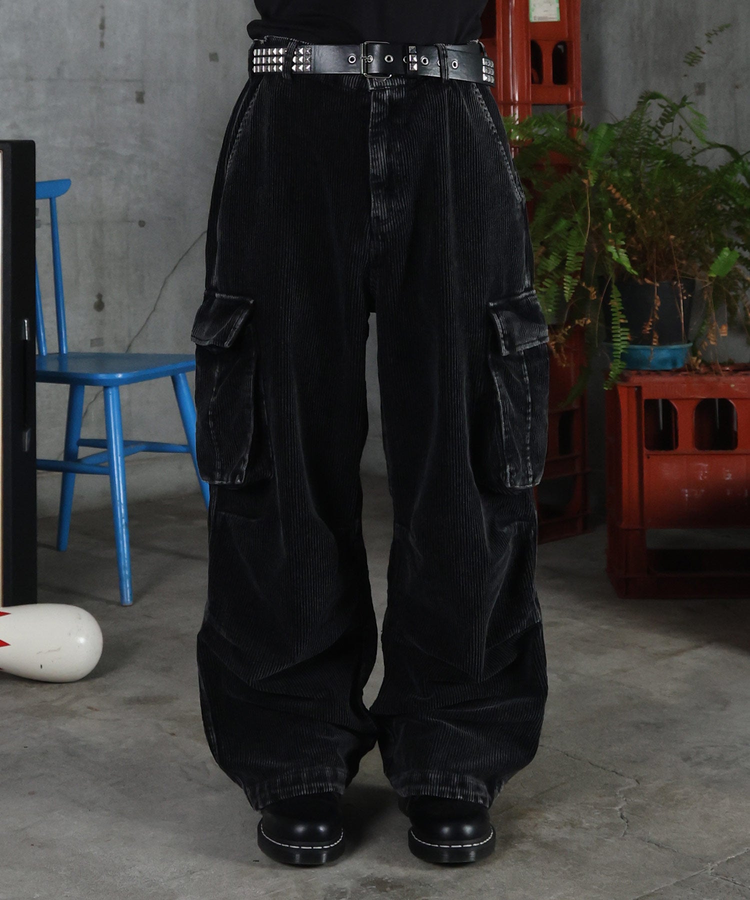 バレル グランジ風洗い コーデュロイ カーゴパンツ