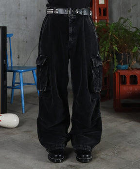 バレル グランジ風洗い コーデュロイ カーゴパンツ