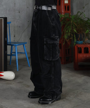 バレル グランジ風洗い コーデュロイ カーゴパンツ