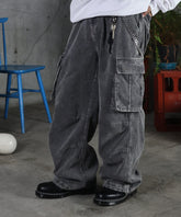 バレル グランジ風洗い コーデュロイ カーゴパンツ