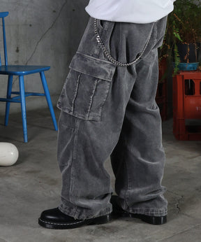 バレル グランジ風洗い コーデュロイ カーゴパンツ
