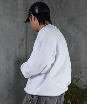 裏起毛 ハートワンポイント刺繍クルーネックスウェット