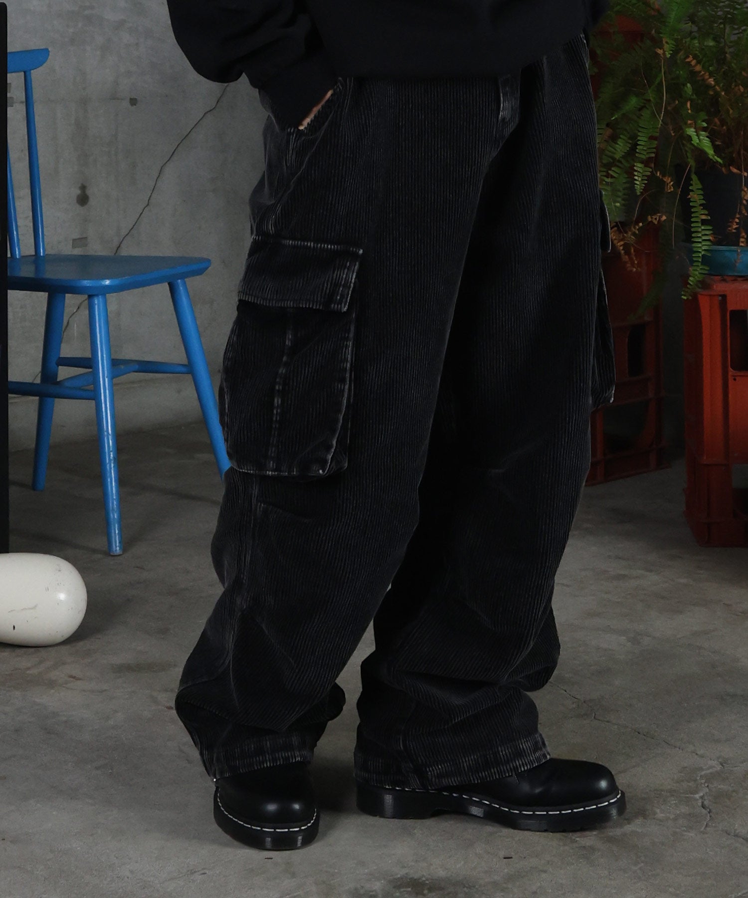 バレル グランジ風洗い コーデュロイ カーゴパンツ