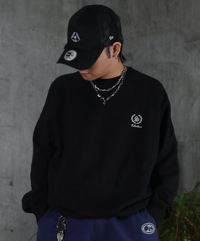 裏起毛 ワンポイント ドロスト ラグランスウェット