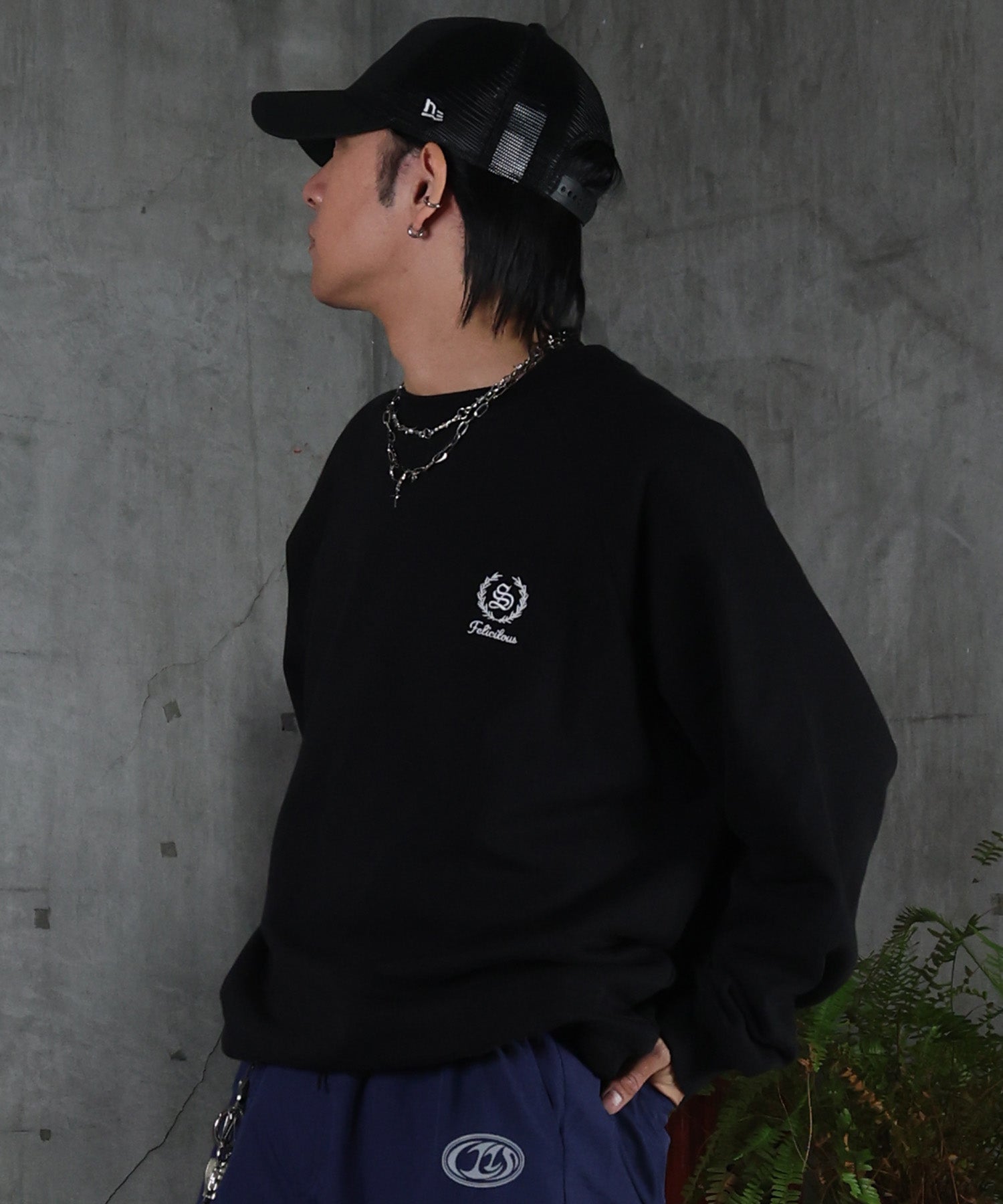 裏起毛 ワンポイント ドロスト ラグランスウェット