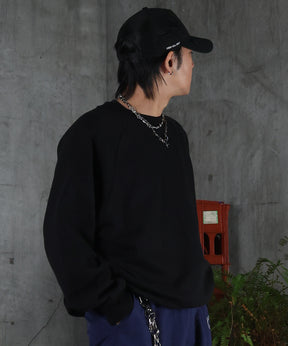 裏起毛 ワンポイント ドロスト ラグランスウェット