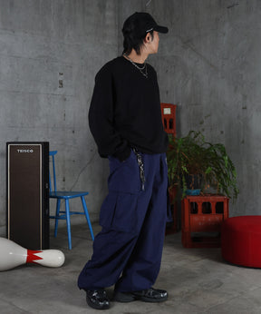 キーリングループ ワンポイント ナイロンワイドカーゴパンツ