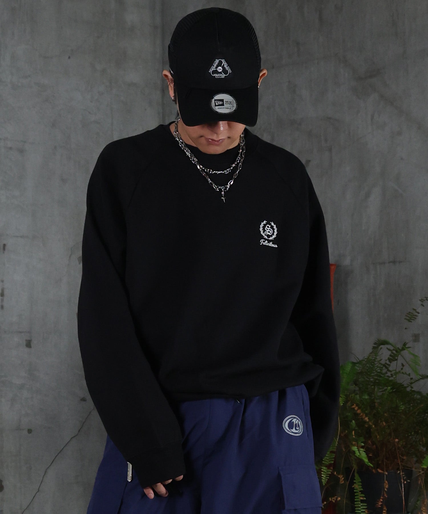 裏起毛 ワンポイント ドロスト ラグランスウェット