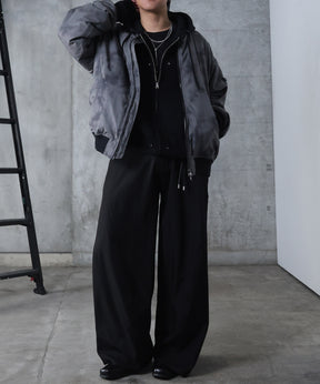 ダブルポケット スタッズ リベット フルジップパーカー ビッグシルエット