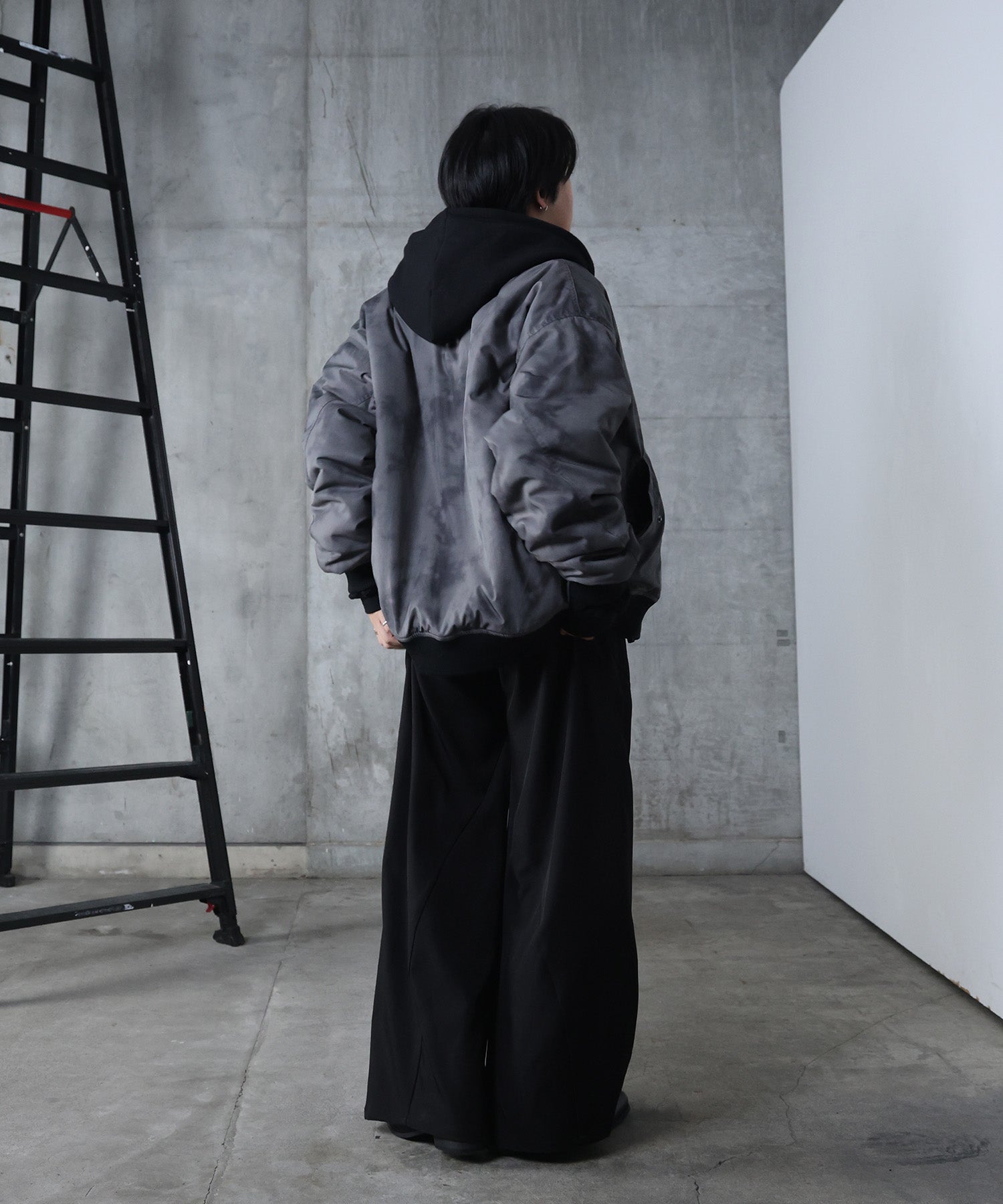 ヴィンテージスモークウォッシュ柄 MA-1 中綿ブルゾン ビッグシルエット