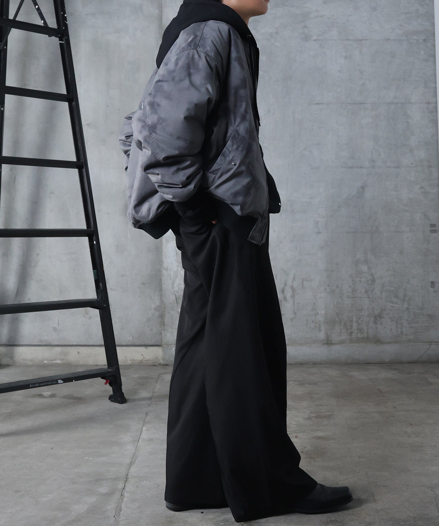 ヴィンテージスモークウォッシュ柄 MA-1 中綿ブルゾン ビッグシルエット