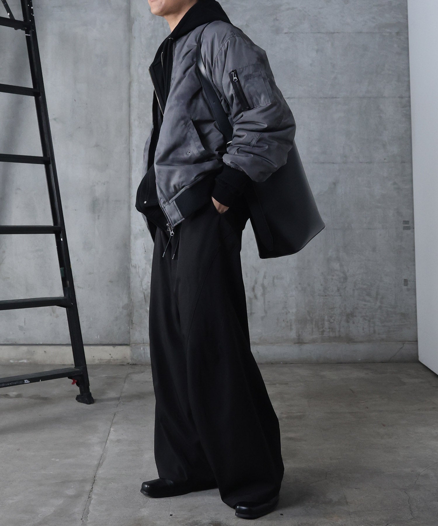 ヴィンテージスモークウォッシュ柄 MA-1 中綿ブルゾン ビッグシルエット