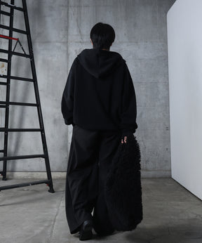 ダブルポケット スタッズ リベット フルジップパーカー ビッグシルエット