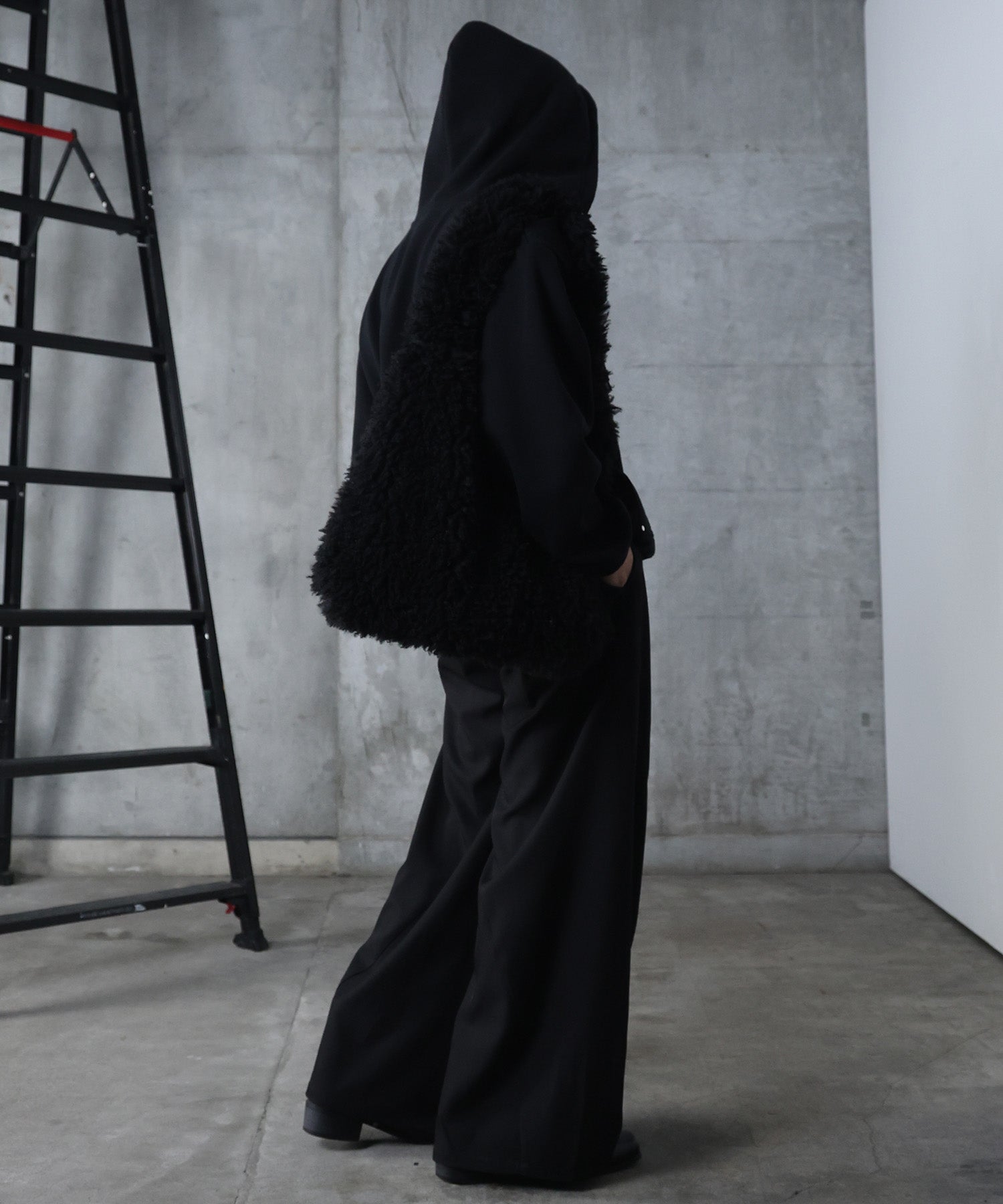 ダブルポケット スタッズ リベット フルジップパーカー ビッグシルエット