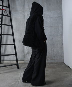 ダブルポケット スタッズ リベット フルジップパーカー ビッグシルエット